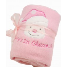 Personalised Baby Girl 1st Christmas Bear Applique Blanket